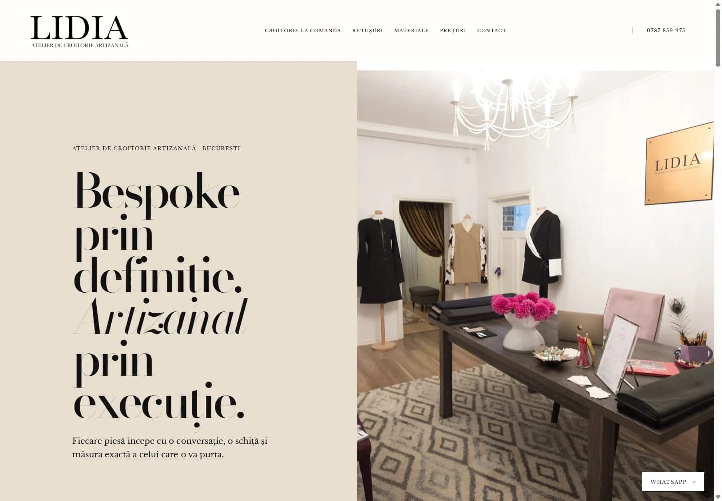 Lidia Atelier’s bespoke tailoring website and digital identity